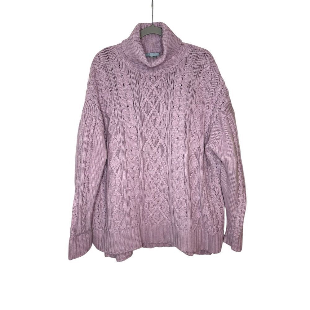 Tuckernuck Lavender Cable Knit Turtleneck Sweater Wool Cashmere Blend Size XL